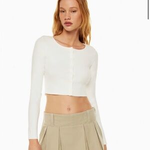 Aritzia White Sunday Best long sleeve button up cardigan top